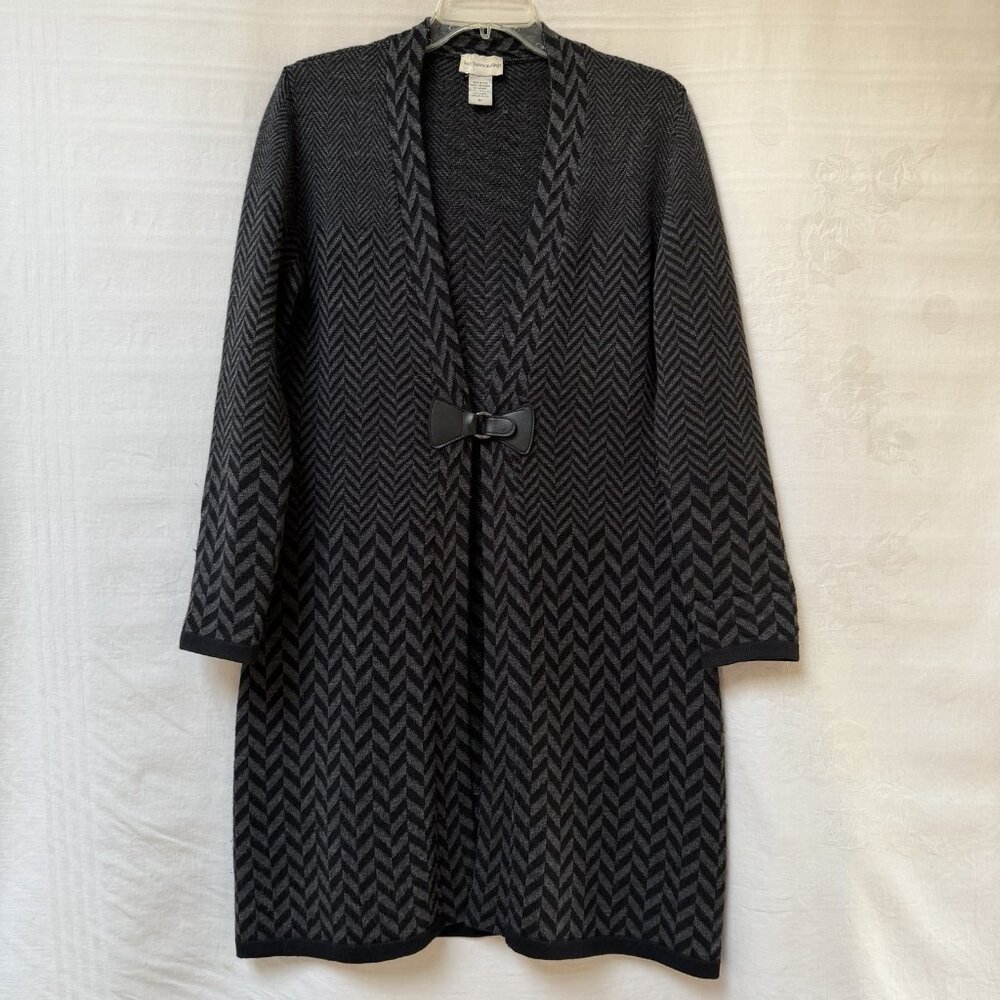 Soft Surroundings Coat Womens Medium Wool Herringbone Boho Cottage Work Long